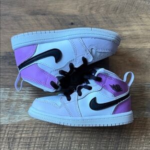 Jordan 1 Mid Purple and Black Sneakers